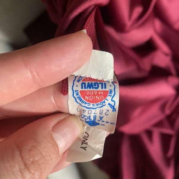 Vintage 1970's lace burgundy International Ladies Garment Union Made Rare Dress - Picture 6 of 6